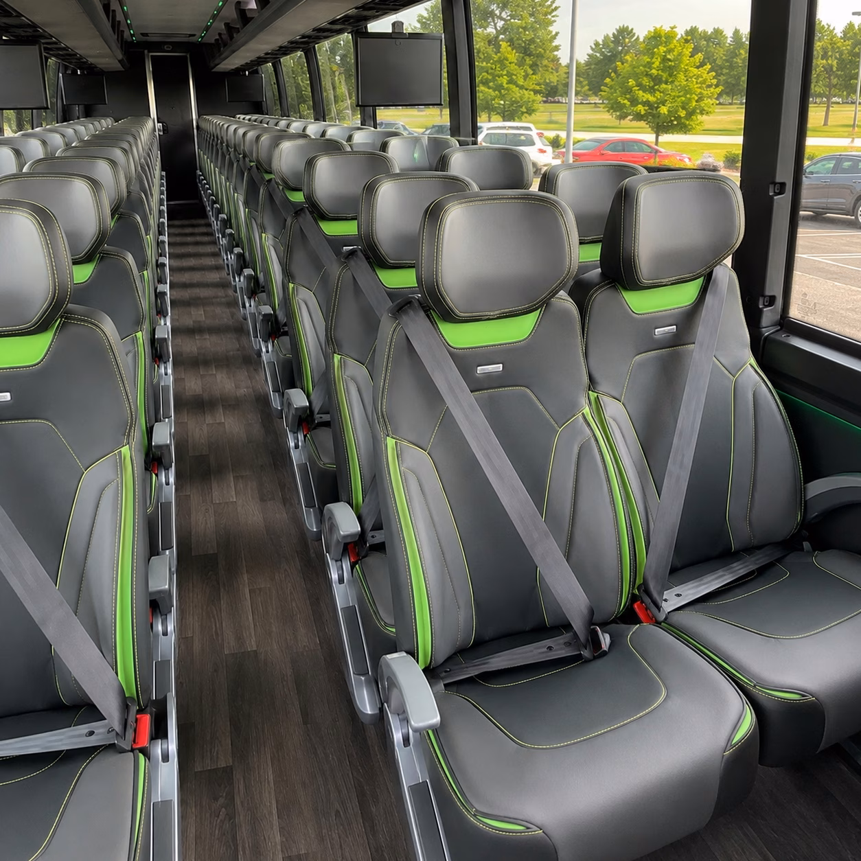 56 passenger charter bus inside